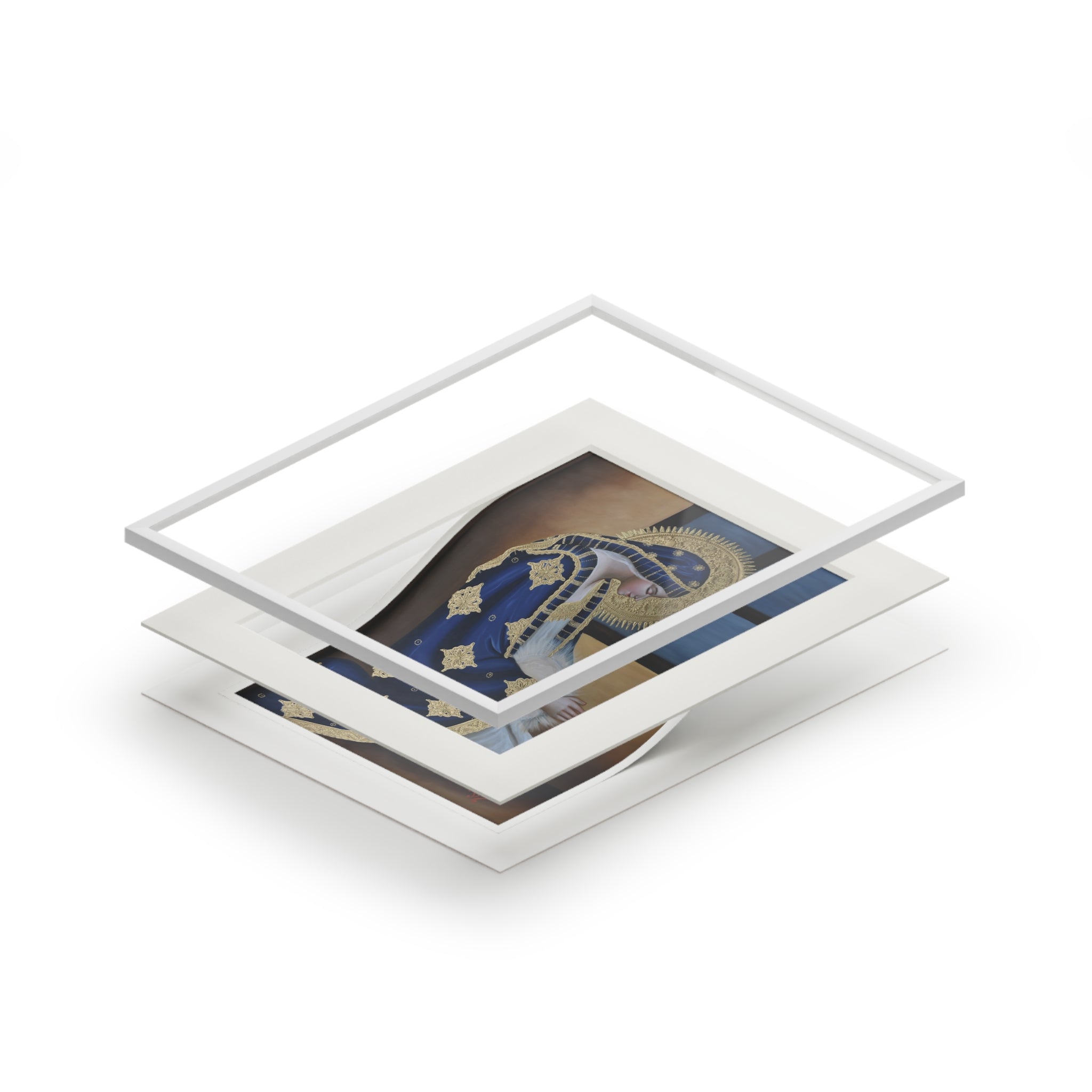 The Hopeful Virgin (Blue) with Passepartout Frame