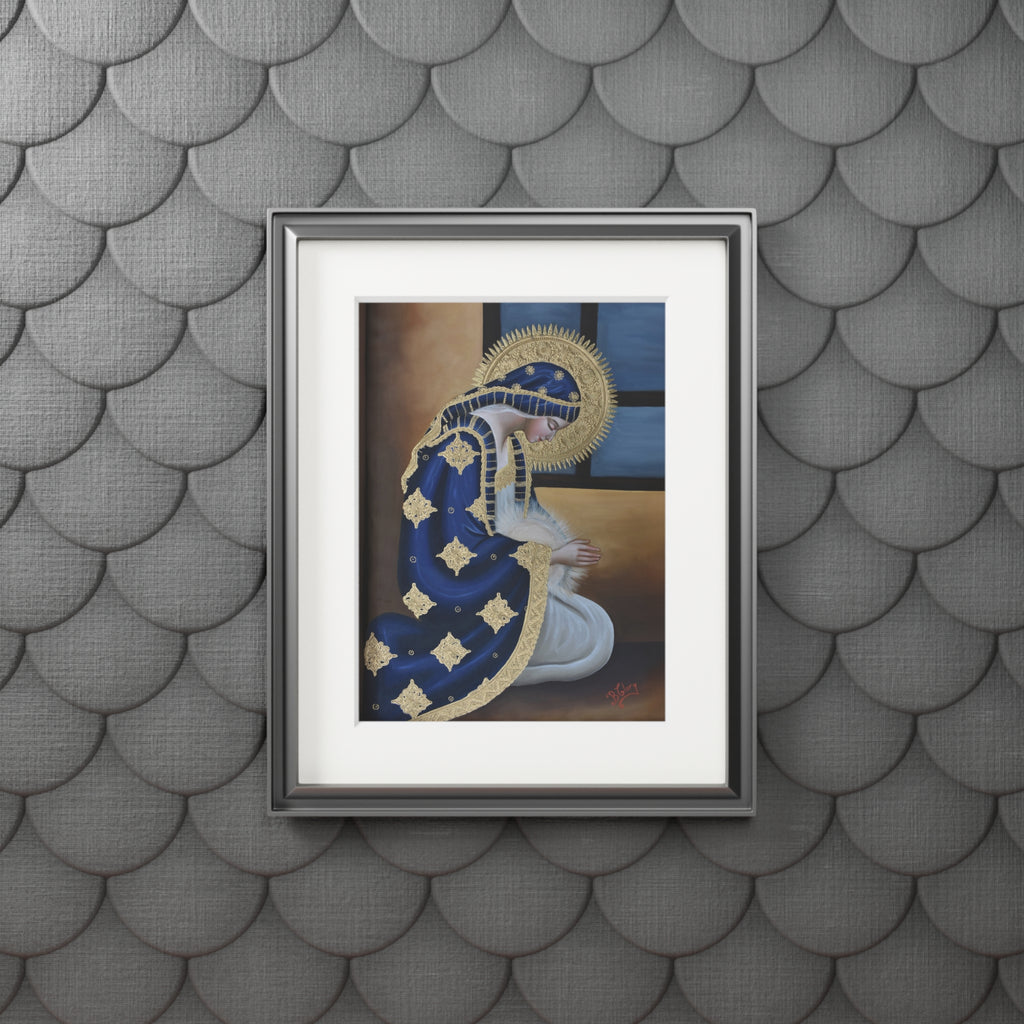 The Hopeful Virgin (Blue) with Passepartout Frame