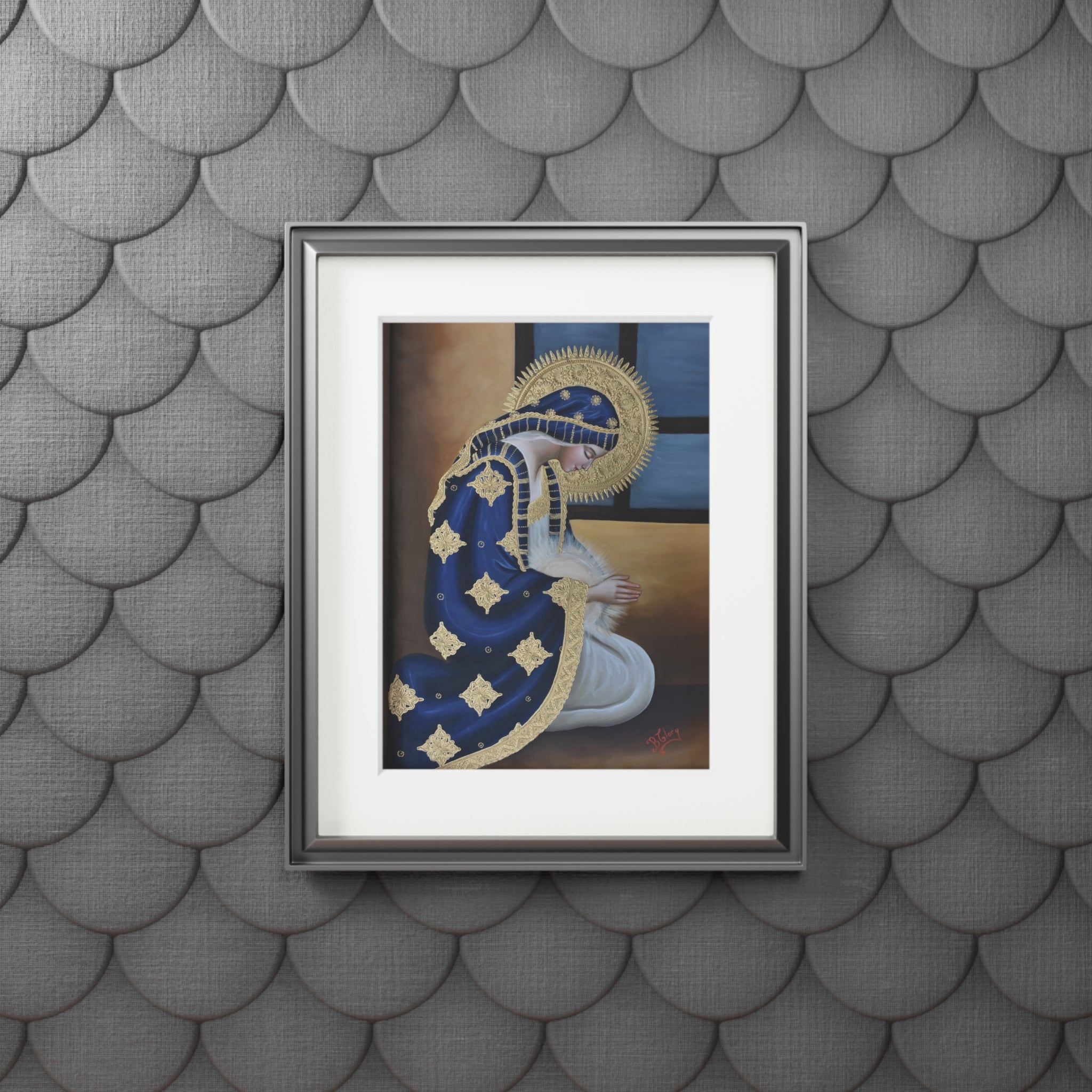 The Hopeful Virgin (Blue) with Passepartout Frame