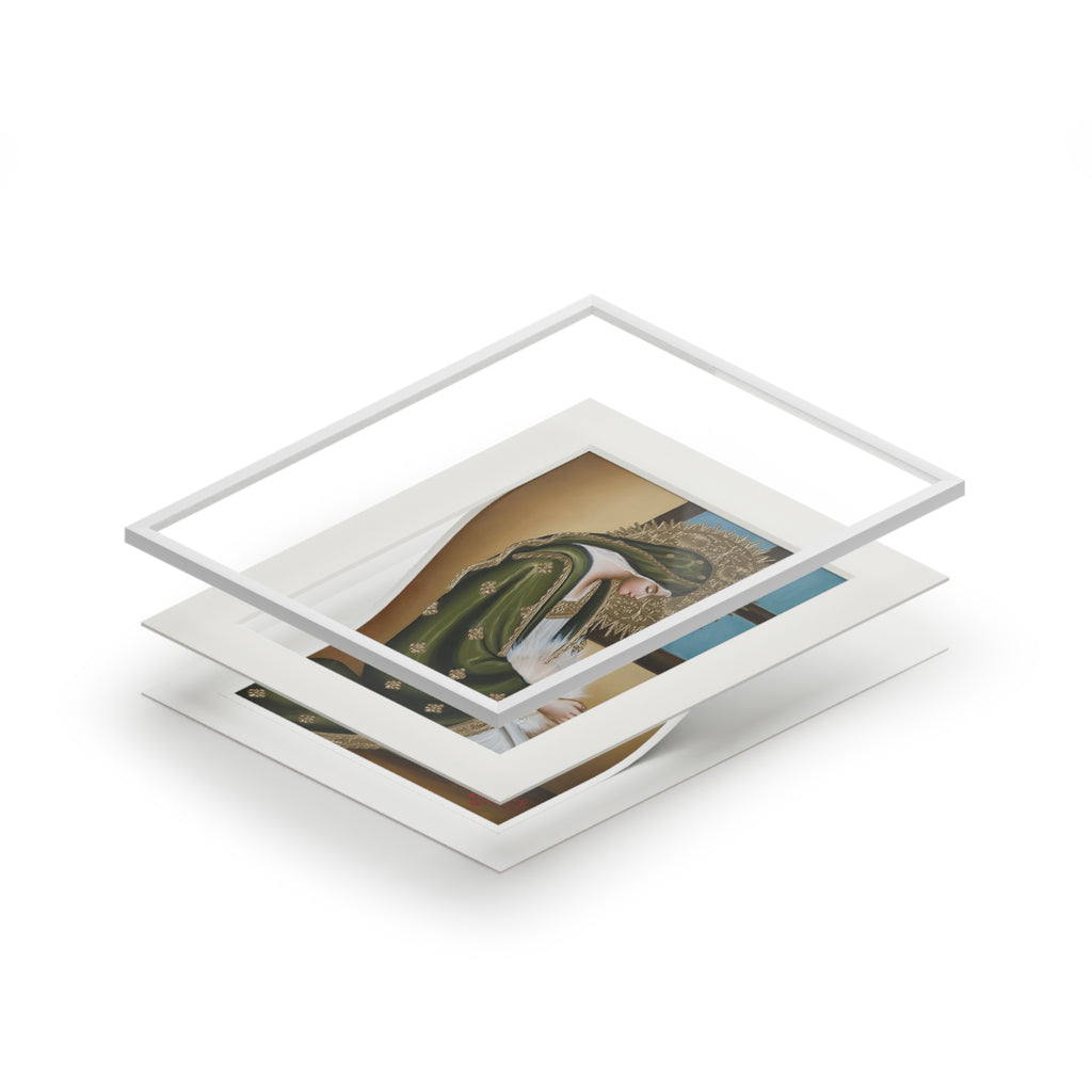 The Hopeful Virgin in Green with Passepartout Frame