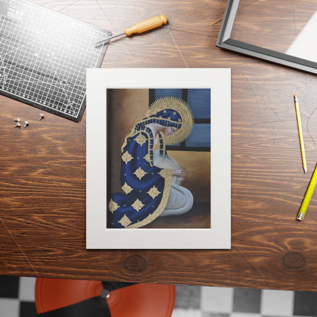 The Hopeful Virgin (Blue) with Passepartout Frame