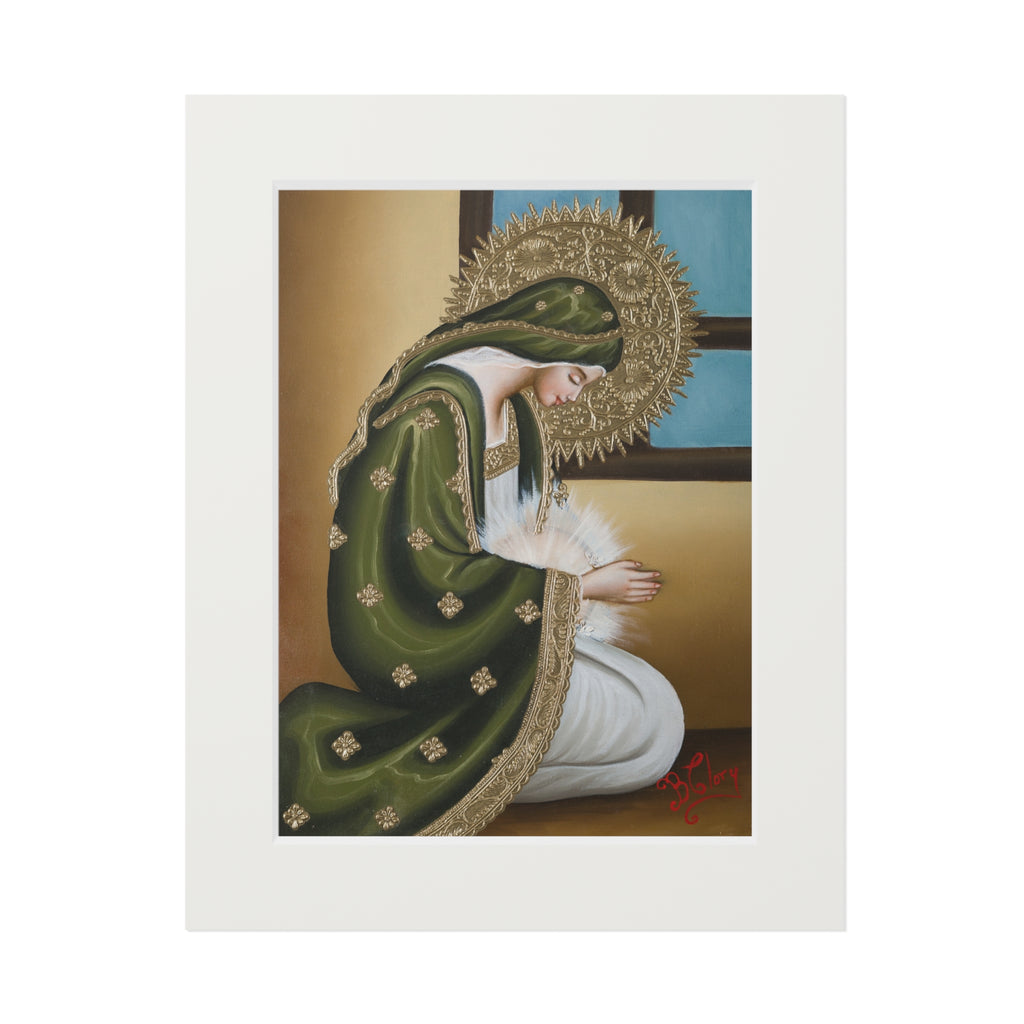 The Hopeful Virgin in Green with Passepartout Frame