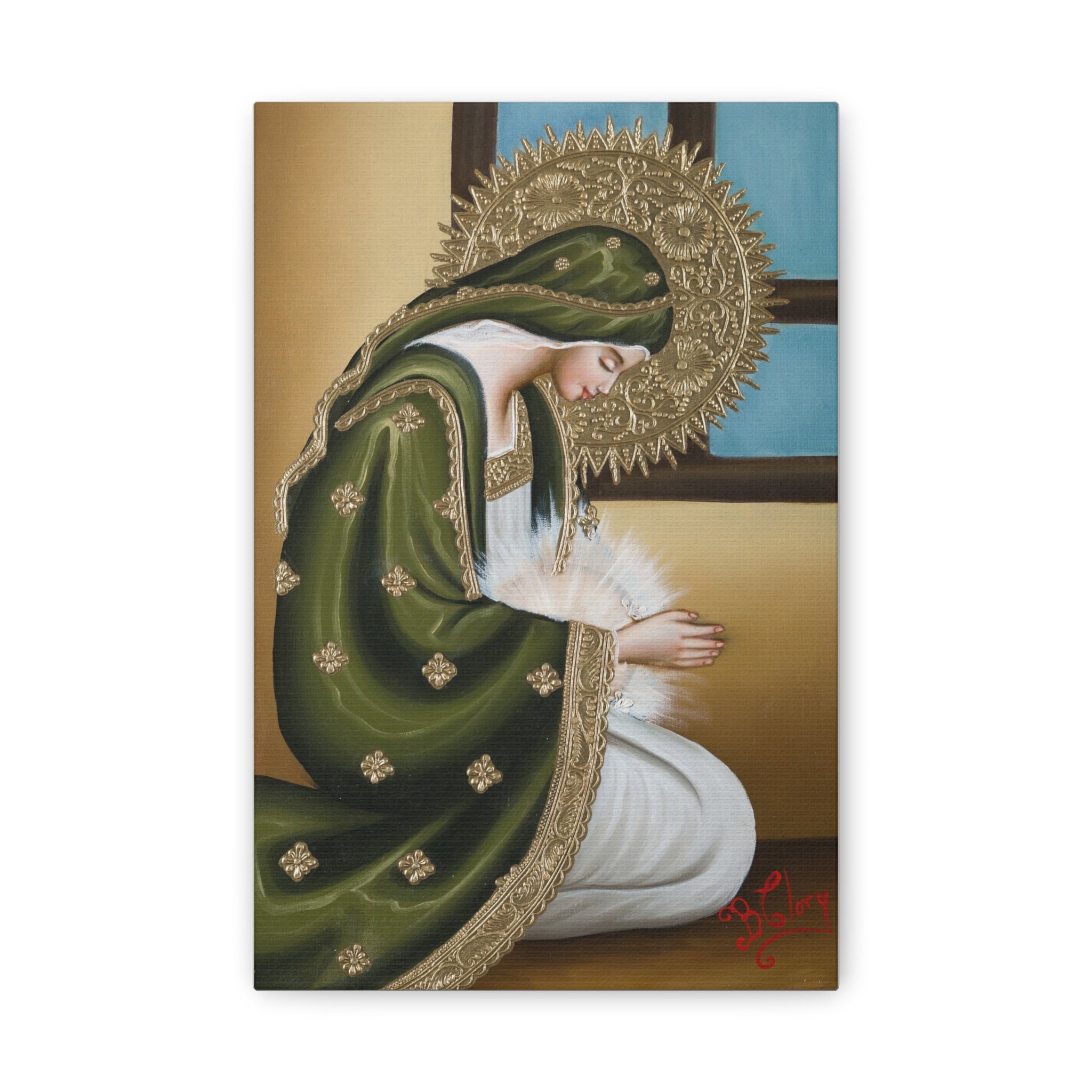 The Hopeful Virgin (Green) On Canvas